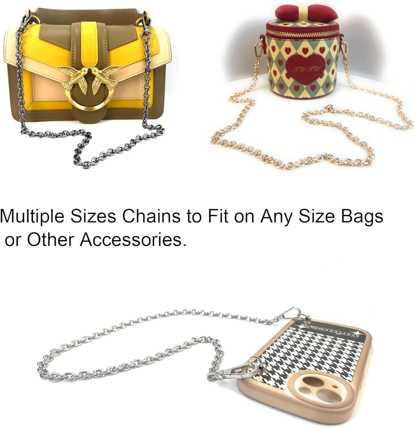 32 Inch Metal O Links Matte Black Purse Chain Purse Strap Underarm Shoulder Link Chain Replacement for Underarm Baguette Bag Shoulder Bag
