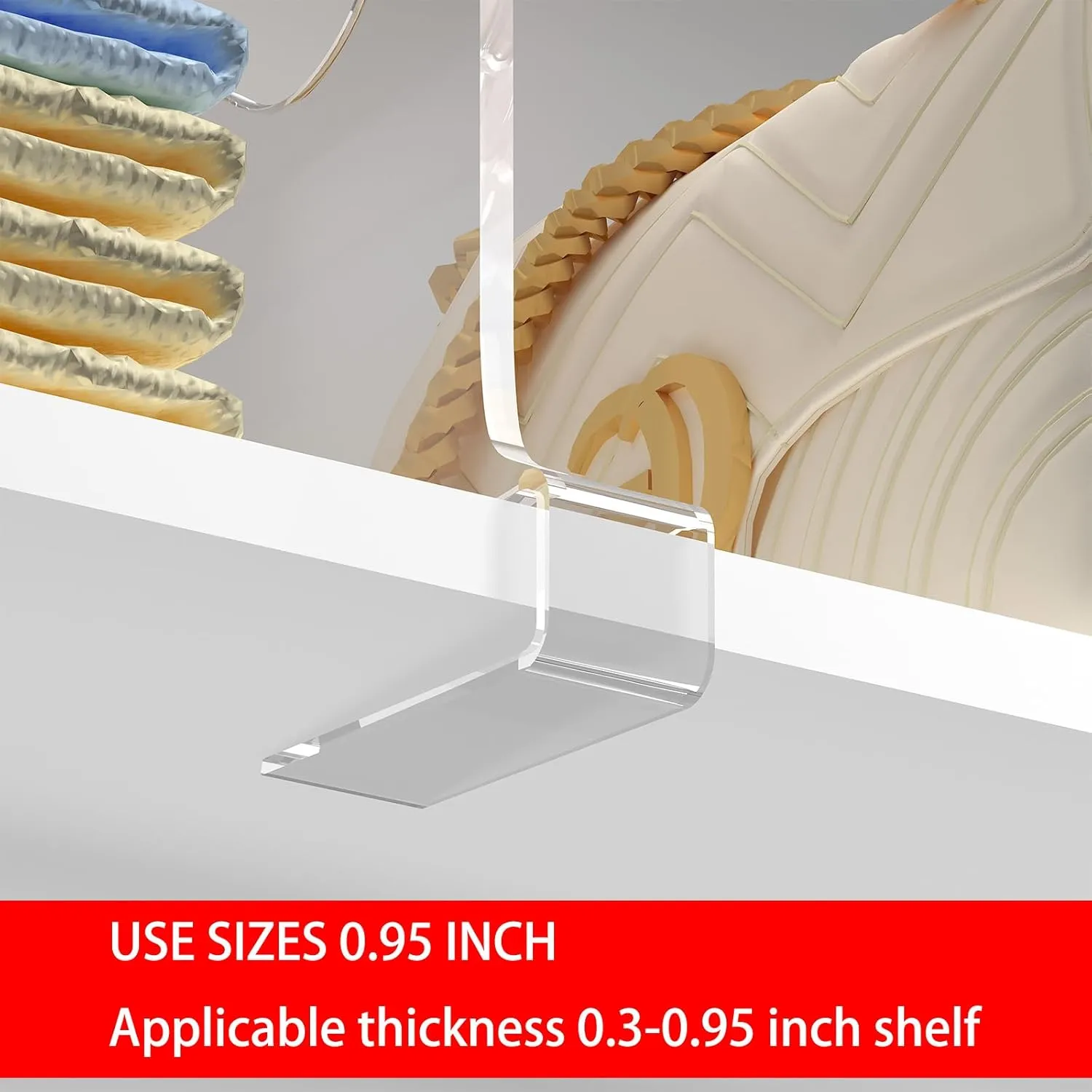 8 Pcs Clear Shelf Dividers, Closet Vertical Purse Organizer for Closet, for Handbags, Clutches, Clothes, Towels, Shelf Dividers for Closet Organization Wooden Shelves for Bedrooms, Kitchens and Office