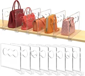 8 Pcs Clear Shelf Dividers, Closet Vertical Purse Organizer for Closet, for Handbags, Clutches, Clothes, Towels, Shelf Dividers for Closet Organization Wooden Shelves for Bedrooms, Kitchens and Office