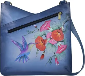 Anna by Anuschka Hand Painted Leather Women's V Top Large Crossbody