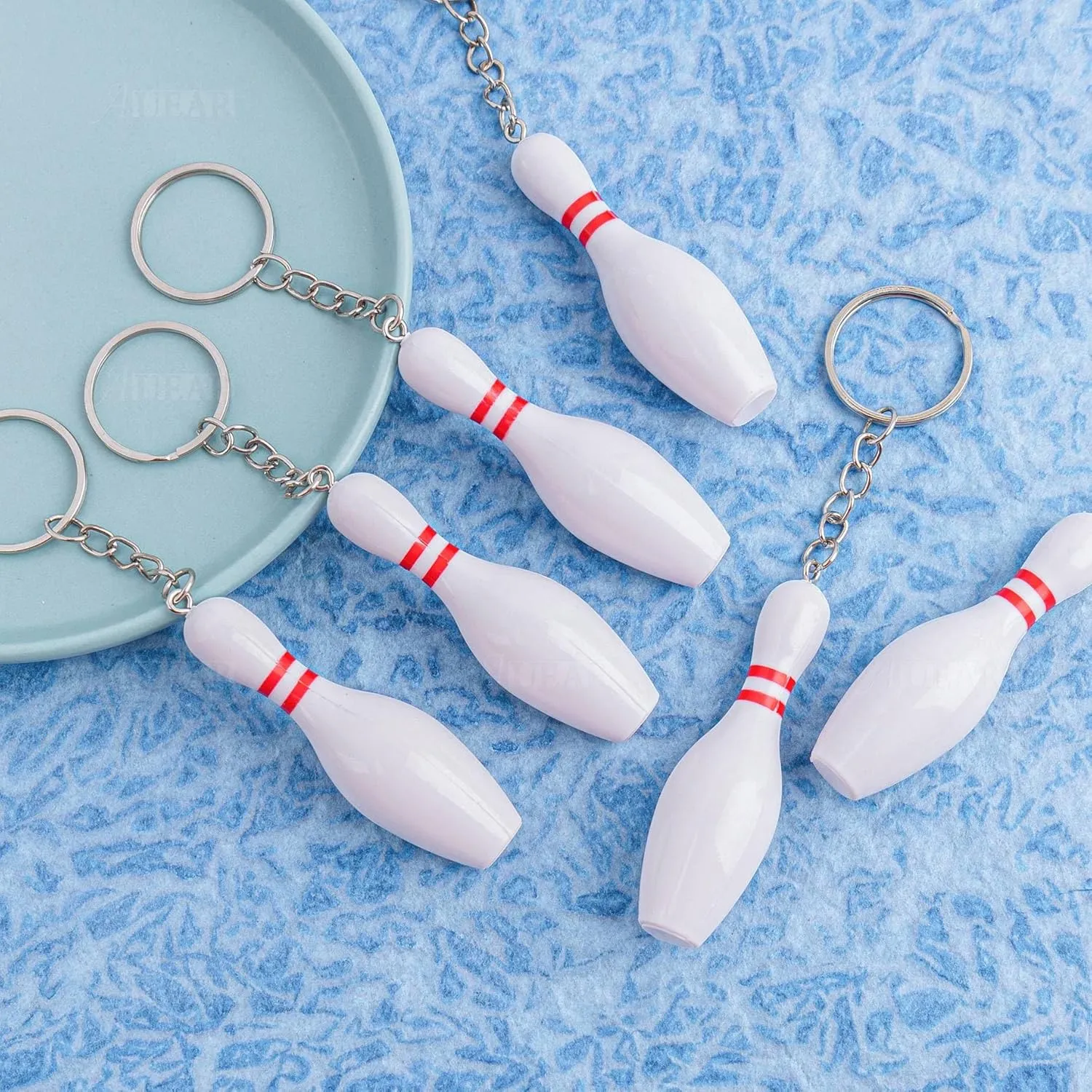 AUEAR, Bowling Pin Keychain Sport Keychain for Backpack DIY Craft Accesories