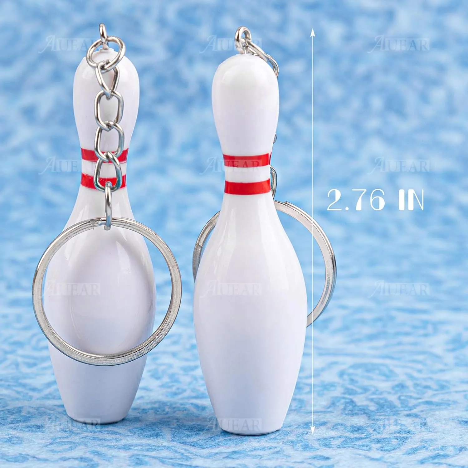 AUEAR, Bowling Pin Keychain Sport Keychain for Backpack DIY Craft Accesories