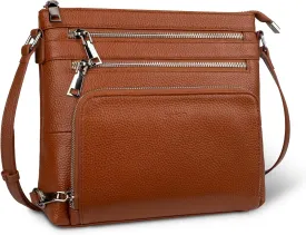 befen Genuine Leather Crossbody Bags for Women, Lightweight Medium Anti-Theft Shoulder Purse with Built in RFID Wallet