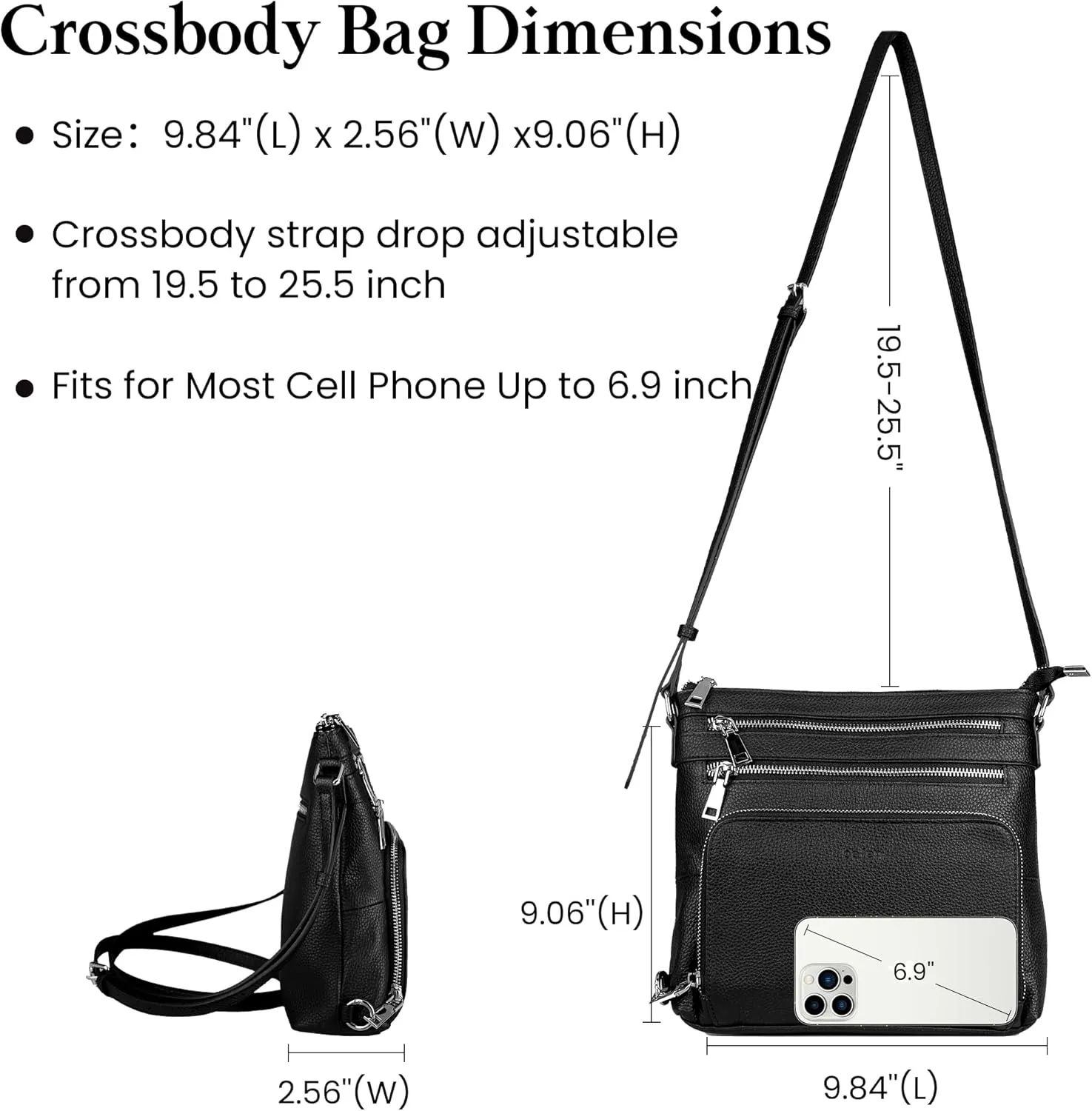 befen Genuine Leather Crossbody Bags for Women, Lightweight Medium Anti-Theft Shoulder Purse with Built in RFID Wallet
