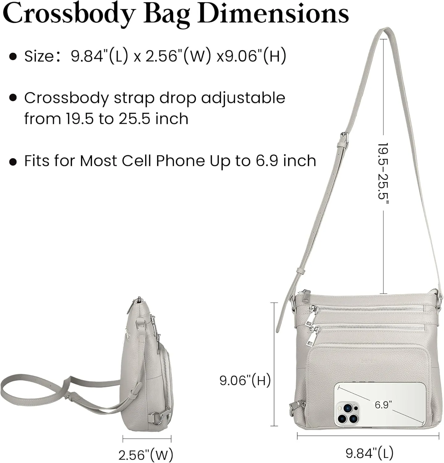 befen Genuine Leather Crossbody Bags for Women, Lightweight Medium Anti-Theft Shoulder Purse with Built in RFID Wallet