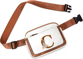 Birthday Gifts for Women, Bridesmaid Graduation Teacher Gifts, Initial Fanny Pack Belt Bag Small Crossbody Bags, Personalized Gift for Mom Her Grandma,C