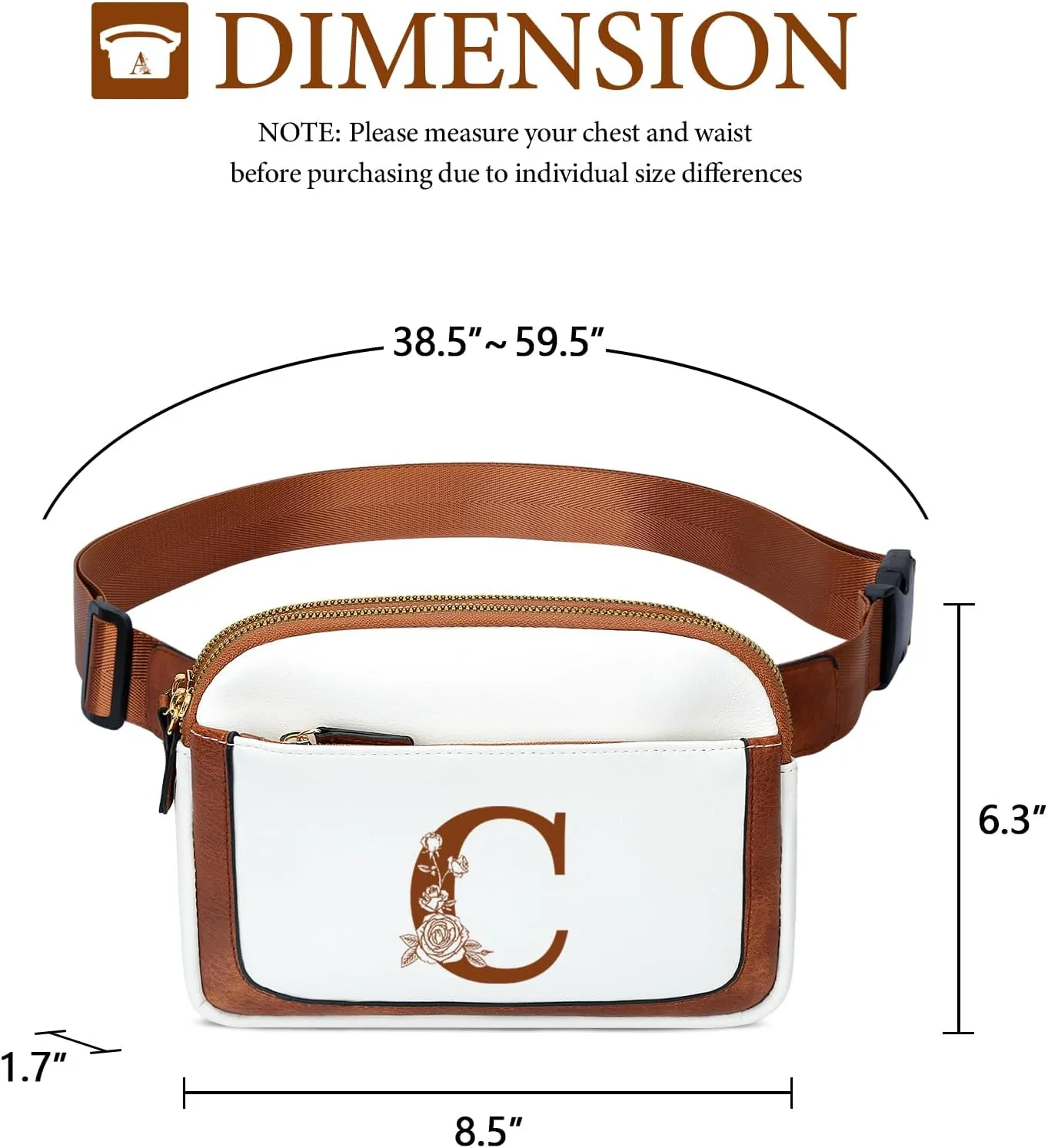 Birthday Gifts for Women, Bridesmaid Graduation Teacher Gifts, Initial Fanny Pack Belt Bag Small Crossbody Bags, Personalized Gift for Mom Her Grandma,C