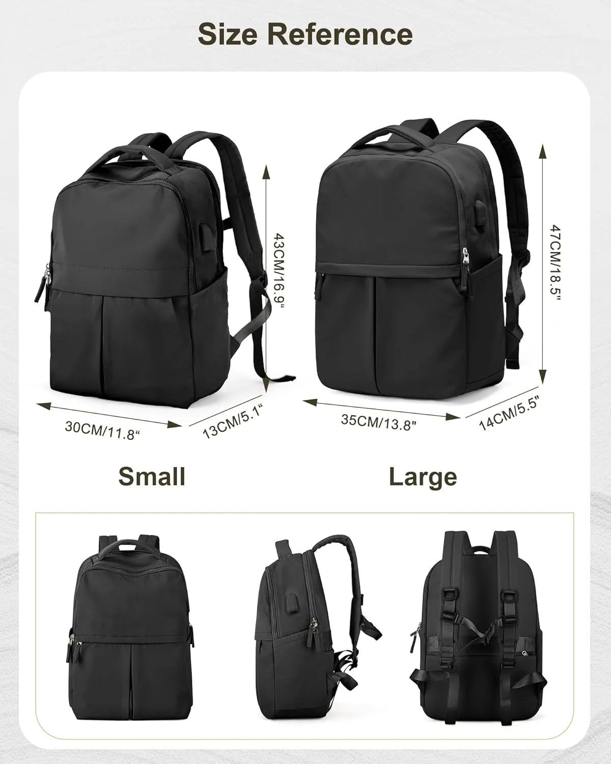 Black Laptop Backpack for Women & Men - Lightweight Gym Work & Travel Backpack with Laptop Compartment