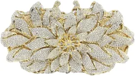 Boutique De FGG Flower Rhinestones Clutch Evening Bags for Women Formal Party Crystal Clutch Purse Wedding Handbags,Mini