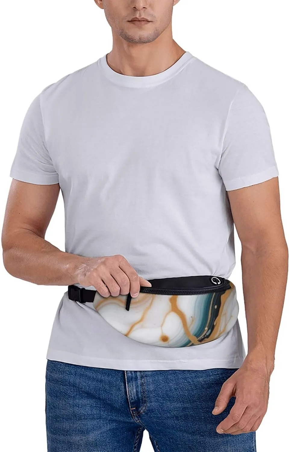 Casual Abstract Marble Stone Printed Fanny Pack,Crossbody Fanny packs for women Men Waist Bag for Running Travel