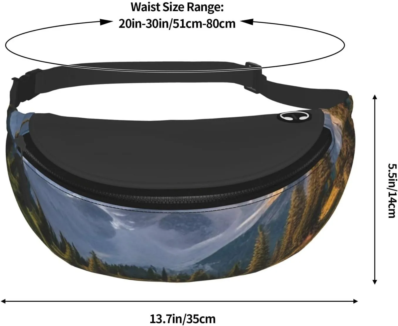 Casual Beautiful Mountains Printed Fanny Pack,Crossbody Fanny packs for women Men Waist Bag for Running Travel