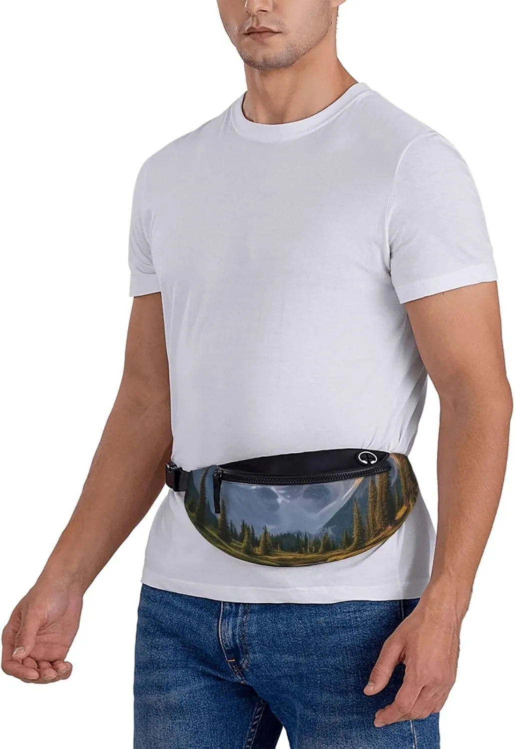 Casual Beautiful Mountains Printed Fanny Pack,Crossbody Fanny packs for women Men Waist Bag for Running Travel