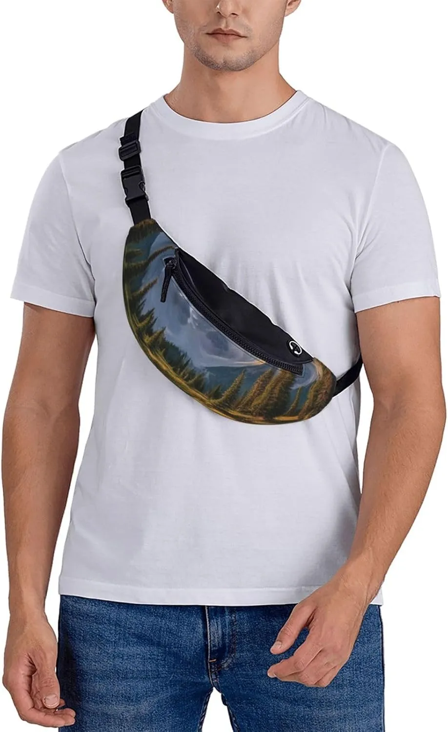 Casual Beautiful Mountains Printed Fanny Pack,Crossbody Fanny packs for women Men Waist Bag for Running Travel
