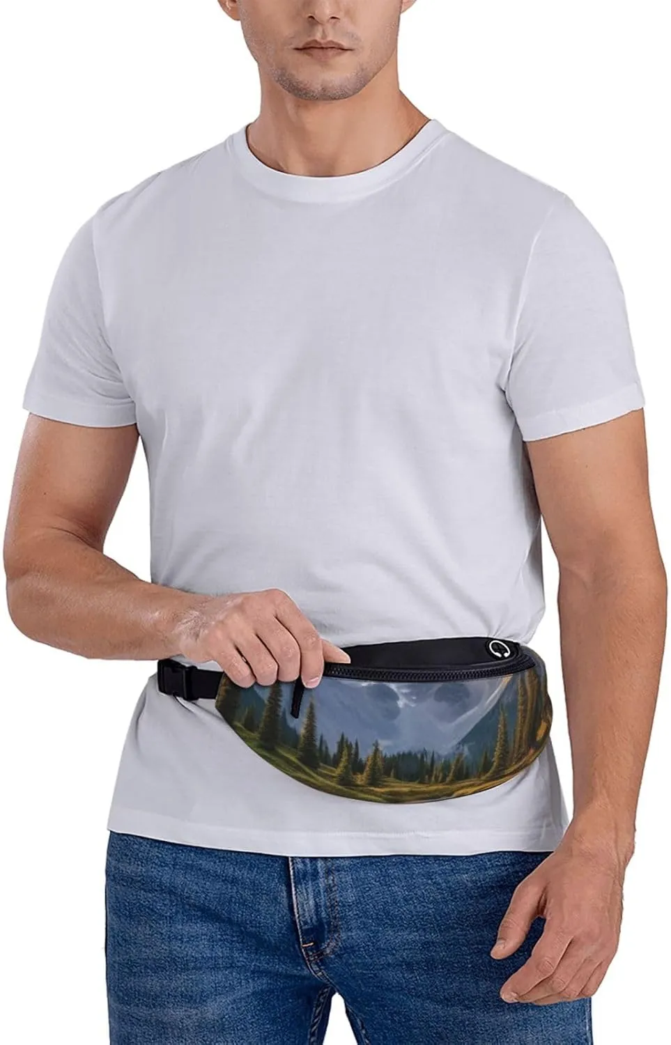 Casual Beautiful Mountains Printed Fanny Pack,Crossbody Fanny packs for women Men Waist Bag for Running Travel