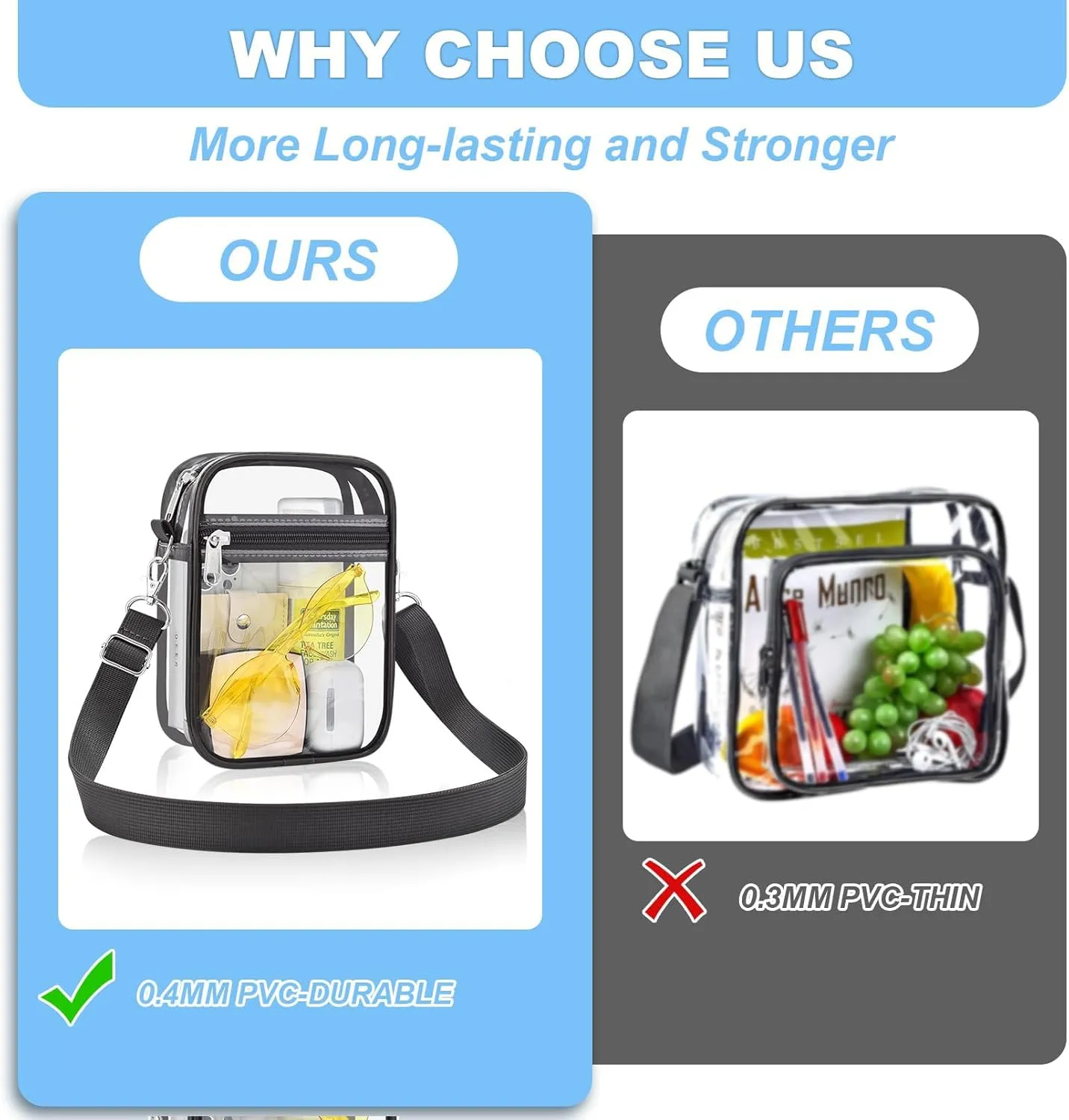 Clear Bag for Stadium Events - Small Purse, Mini Sport Fan Handbag for Concert, Work, Travel