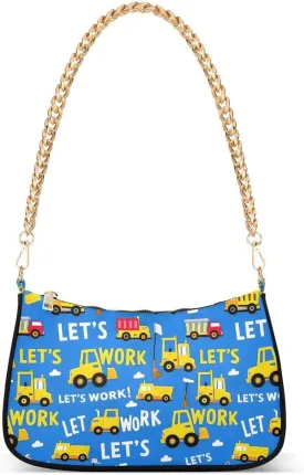 Cloud Truck Blue Tote Bag Shoulder Bag Hobo Handbag for Women Ladies Mini Clutch Purse with Zipper Closure