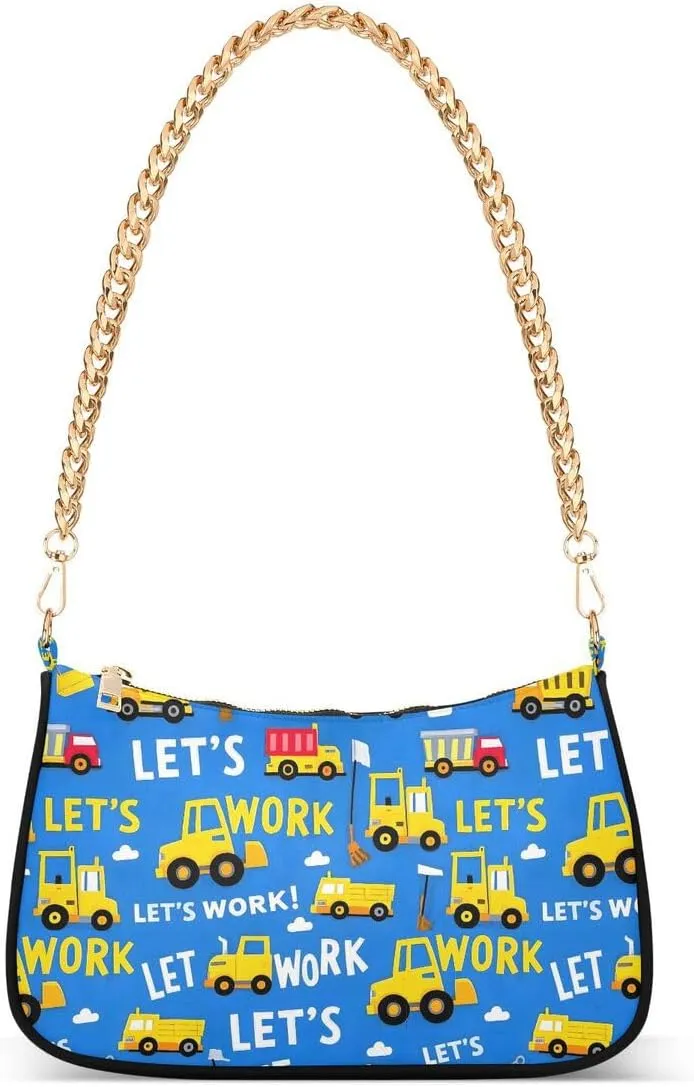 Cloud Truck Blue Tote Bag Shoulder Bag Hobo Handbag for Women Ladies Mini Clutch Purse with Zipper Closure