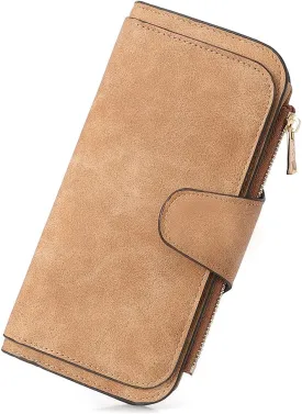 CLUCI Women Wallet Leather RFID Blocking Designer Trifold Card Holder Ladies Clutch with ID Window
