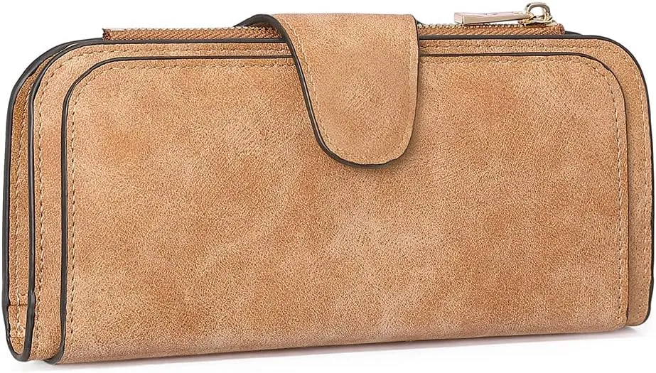 CLUCI Women Wallet Leather RFID Blocking Designer Trifold Card Holder Ladies Clutch with ID Window