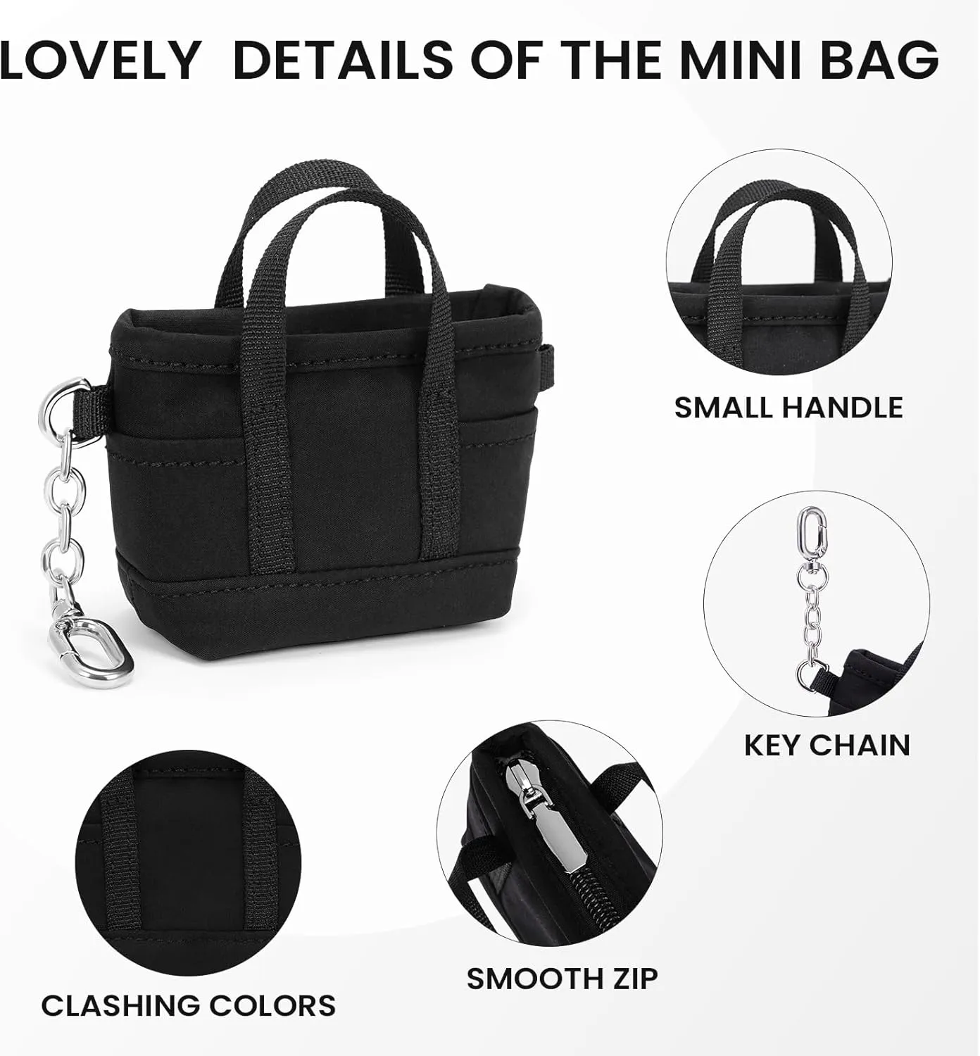Coin Purse Mini Tote Bag Keychain Small Change Purse Key Pouch Charm Pink Cute Makeup Bag Wallets Accessories for Handbags
