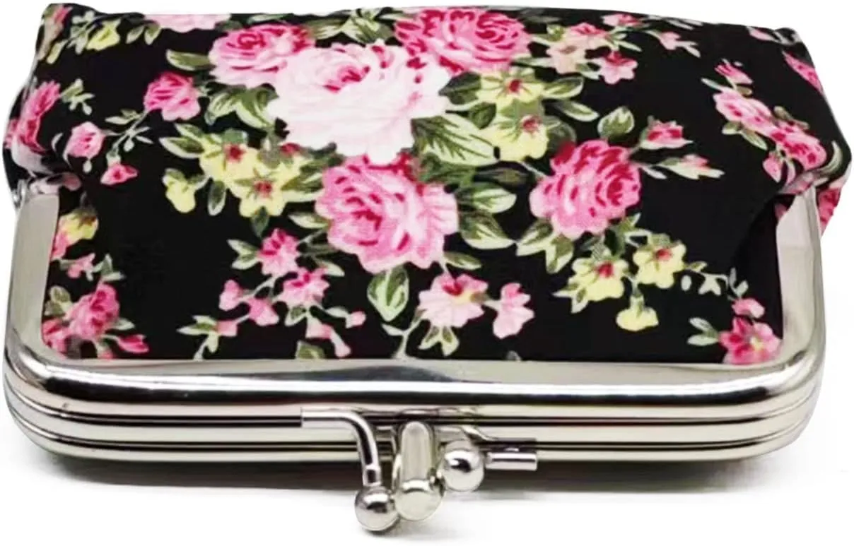 Cute Floral Buckle Coin Purses Vintage Pouch Kiss-lock Change Purse Wallets