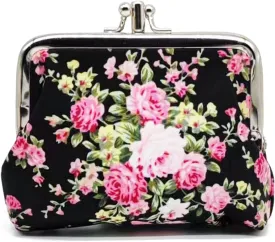 Cute Floral Buckle Coin Purses Vintage Pouch Kiss-lock Change Purse Wallets