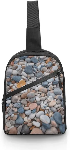 Folder Sling Bags Beach Colored Pebbles Chest Bag for Men Women Shoulder Bag for Travel Sport Chest Pack