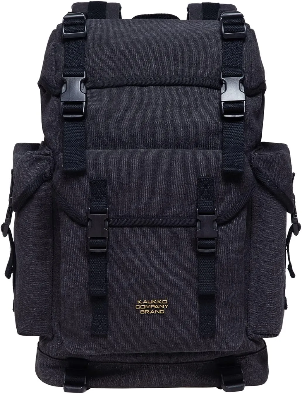 KAUKKO Vintage Casual polyster and Leather Rucksack Backpack(18-CANVAS BLACK)
