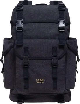 KAUKKO Vintage Casual polyster and Leather Rucksack Backpack(18-CANVAS BLACK)