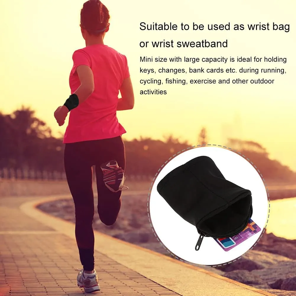 Keenso Sport Wrist Wallet, Wrist Wallet Zipper Wristband Key Money Pocket Storage Bag for Outdoor Sport Running Jogging Cycling