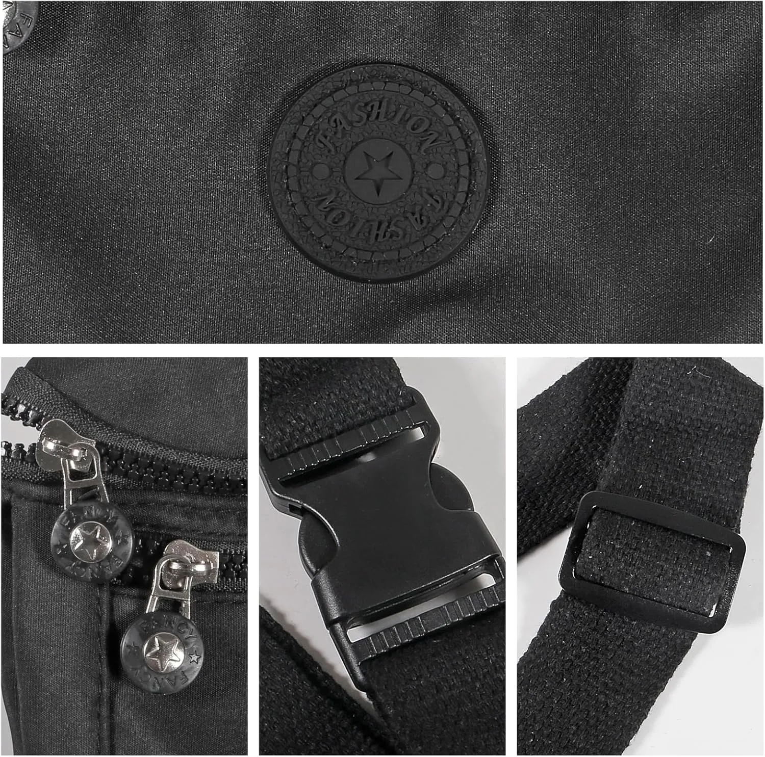 Large Crossbody Fanny Pack with 3-Zipper Pockets,Gifts for Enjoy Sports Festival Workout Traveling Running Casual Hands-Free Wallets Waist Pack Phone Bag Fits All Phones (Black)