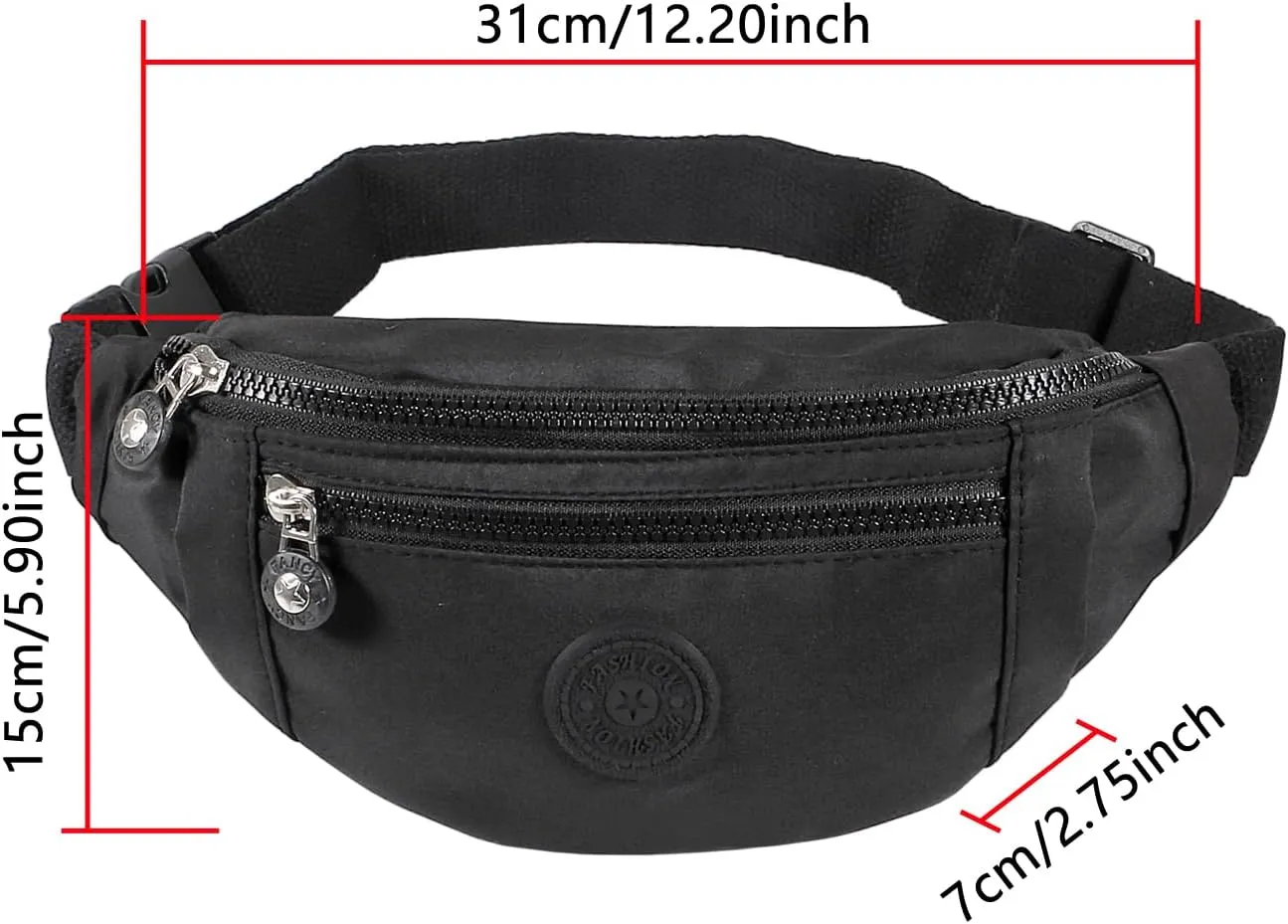 Large Crossbody Fanny Pack with 3-Zipper Pockets,Gifts for Enjoy Sports Festival Workout Traveling Running Casual Hands-Free Wallets Waist Pack Phone Bag Fits All Phones (Black)