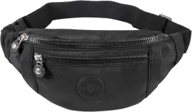 Large Crossbody Fanny Pack with 3-Zipper Pockets,Gifts for Enjoy Sports Festival Workout Traveling Running Casual Hands-Free Wallets Waist Pack Phone Bag Fits All Phones (Black)