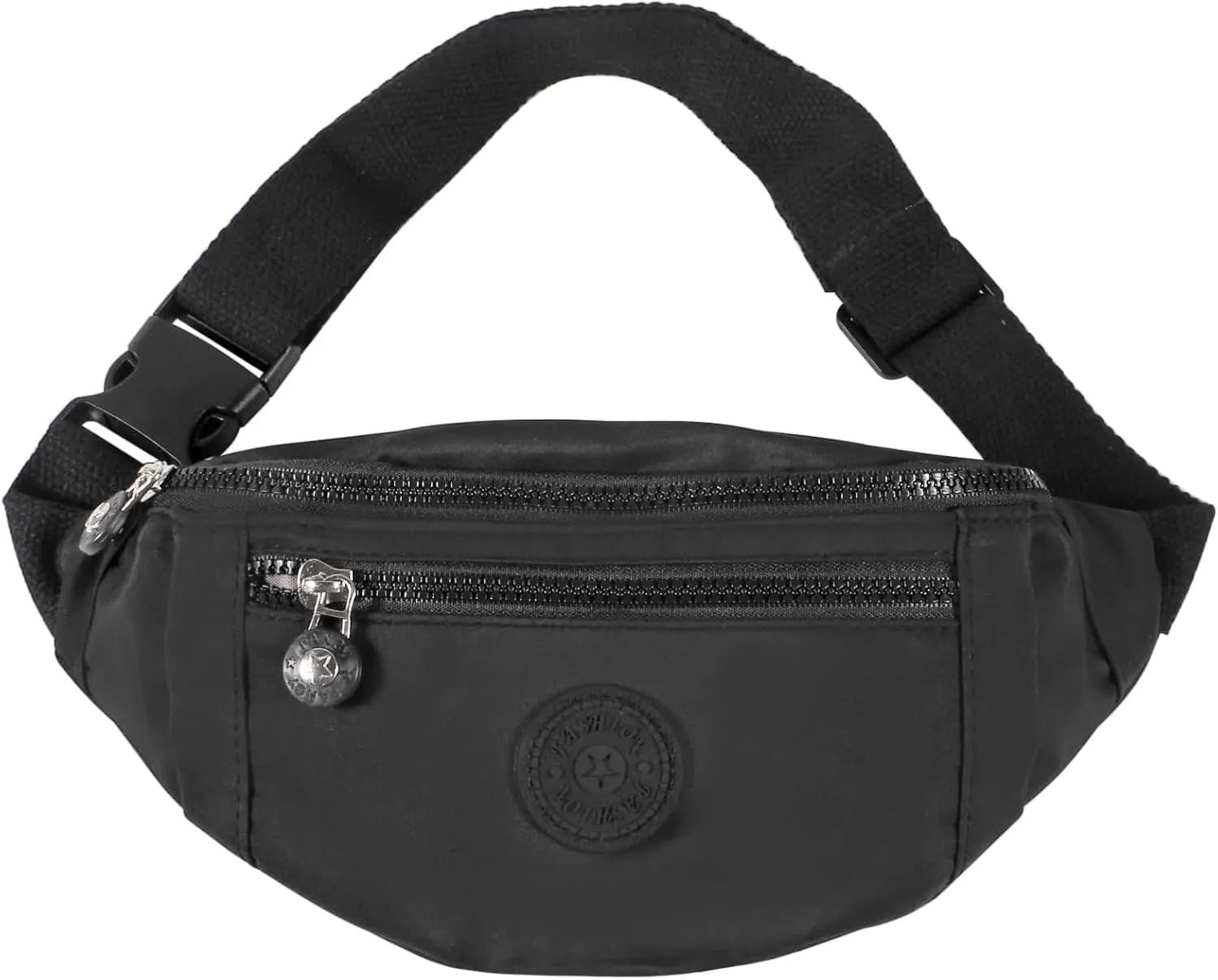 Large Crossbody Fanny Pack with 3-Zipper Pockets,Gifts for Enjoy Sports Festival Workout Traveling Running Casual Hands-Free Wallets Waist Pack Phone Bag Fits All Phones (Black)