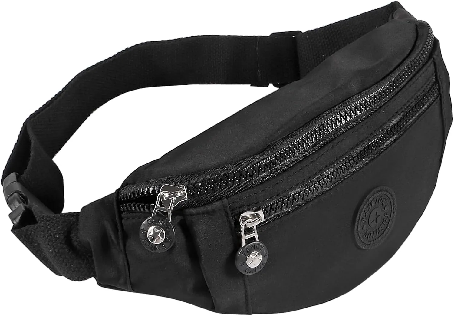 Large Crossbody Fanny Pack with 3-Zipper Pockets,Gifts for Enjoy Sports Festival Workout Traveling Running Casual Hands-Free Wallets Waist Pack Phone Bag Fits All Phones (Black)