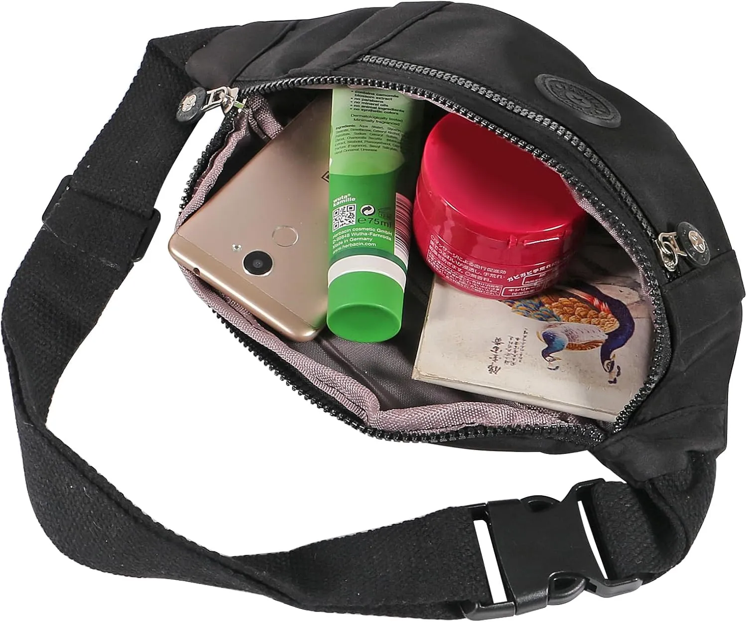 Large Crossbody Fanny Pack with 3-Zipper Pockets,Gifts for Enjoy Sports Festival Workout Traveling Running Casual Hands-Free Wallets Waist Pack Phone Bag Fits All Phones (Black)
