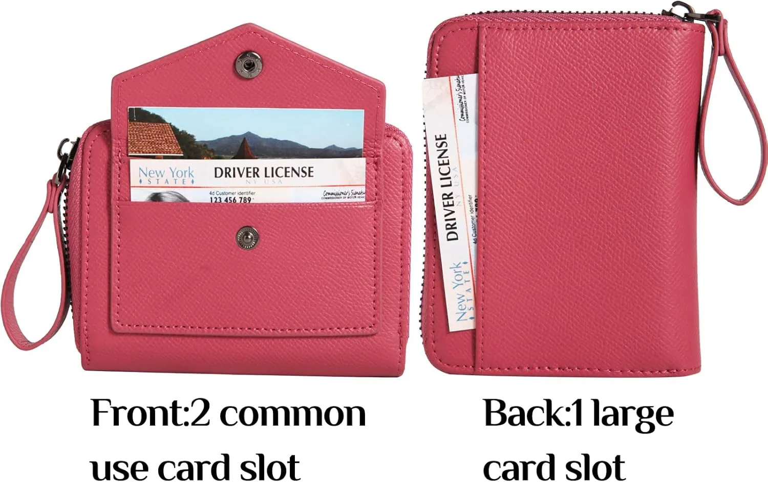 Leather Small RFID Blocking Bifold Zipper Around Wallets With ID Window Wristlet Coin Pocket For Women