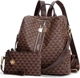 Makes Backpack Purse for Women PU Leather Travel Satchel Handbag Convertible Design Bag with Purse 2 Piece 12 Inch