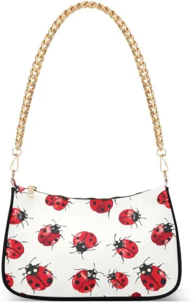 Red Ladybird Cute Tote Bag Shoulder Bag Hobo Handbag for Women Ladies Mini Clutch Purse with Zipper Closure
