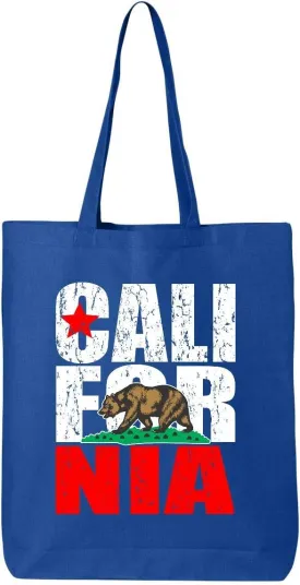 shop4ever California Bear Flag Vintage Cotton Tote Reusable Shopping Bag Eco