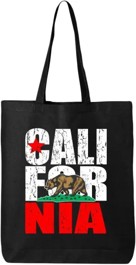 shop4ever California Bear Flag Vintage Cotton Tote Reusable Shopping Bag Eco