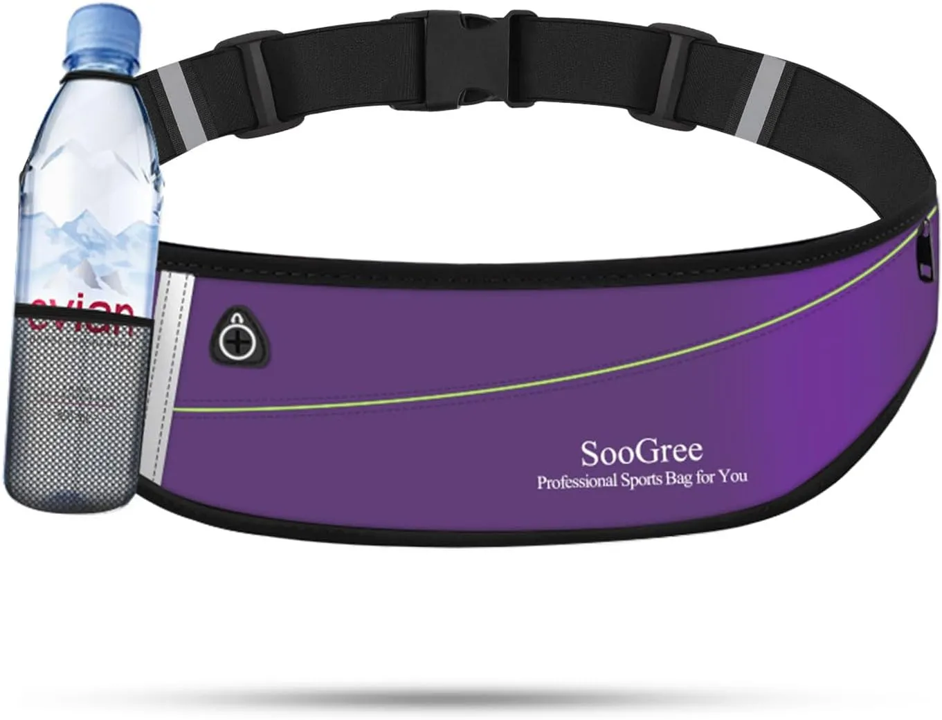 Slim Running Belt Fanny Packs for Women Men,Water Bottle Holder Hydration Fanny Pouch,Waterproof Sport Waist Pack with Reflective Strip,Runner Belt Bag for Running Cycling Camping Gym (Purple)