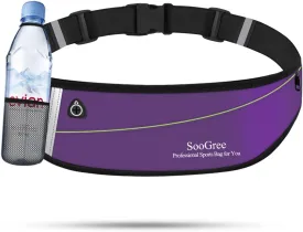 Slim Running Belt Fanny Packs for Women Men,Water Bottle Holder Hydration Fanny Pouch,Waterproof Sport Waist Pack with Reflective Strip,Runner Belt Bag for Running Cycling Camping Gym (Purple)