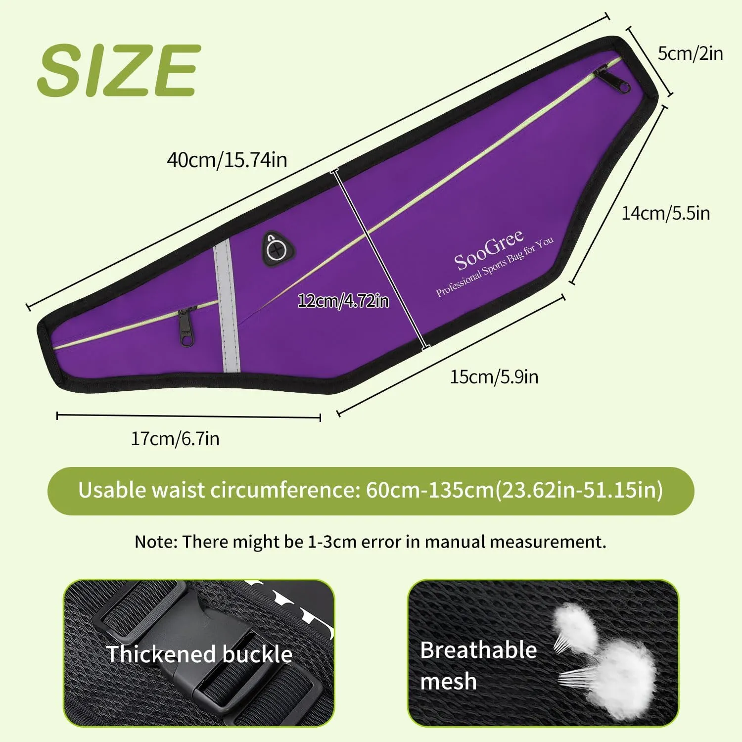 Slim Running Belt Fanny Packs for Women Men,Water Bottle Holder Hydration Fanny Pouch,Waterproof Sport Waist Pack with Reflective Strip,Runner Belt Bag for Running Cycling Camping Gym (Purple)