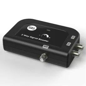 SLX TV Antenna Amplifier, 2 Way Signal Distribution Amplifier with F-Type Connections, 4G & 5G Filtering, TV Antenna Indoor, HD TV/FM/DAB, Improved Energy Efficiency 2-Way