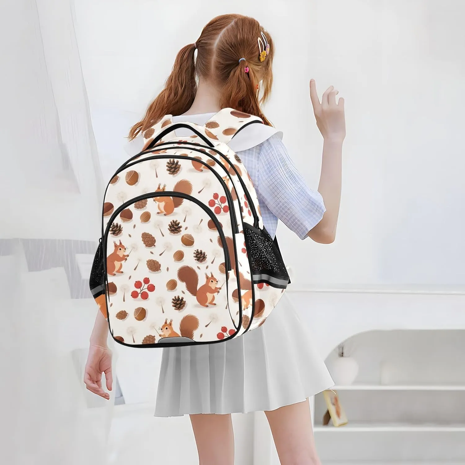 Squirrel Chestnut Pinecone Backpack for Kids 8-14 Years Boys Girls School Bookbag Daypack M 2300659