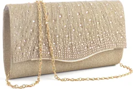 TINDTOP Clutch Purses for Women, Formal Evening Bags Suede Shoulder Envelope Party Handbags Wedding Cocktail Prom Clutches