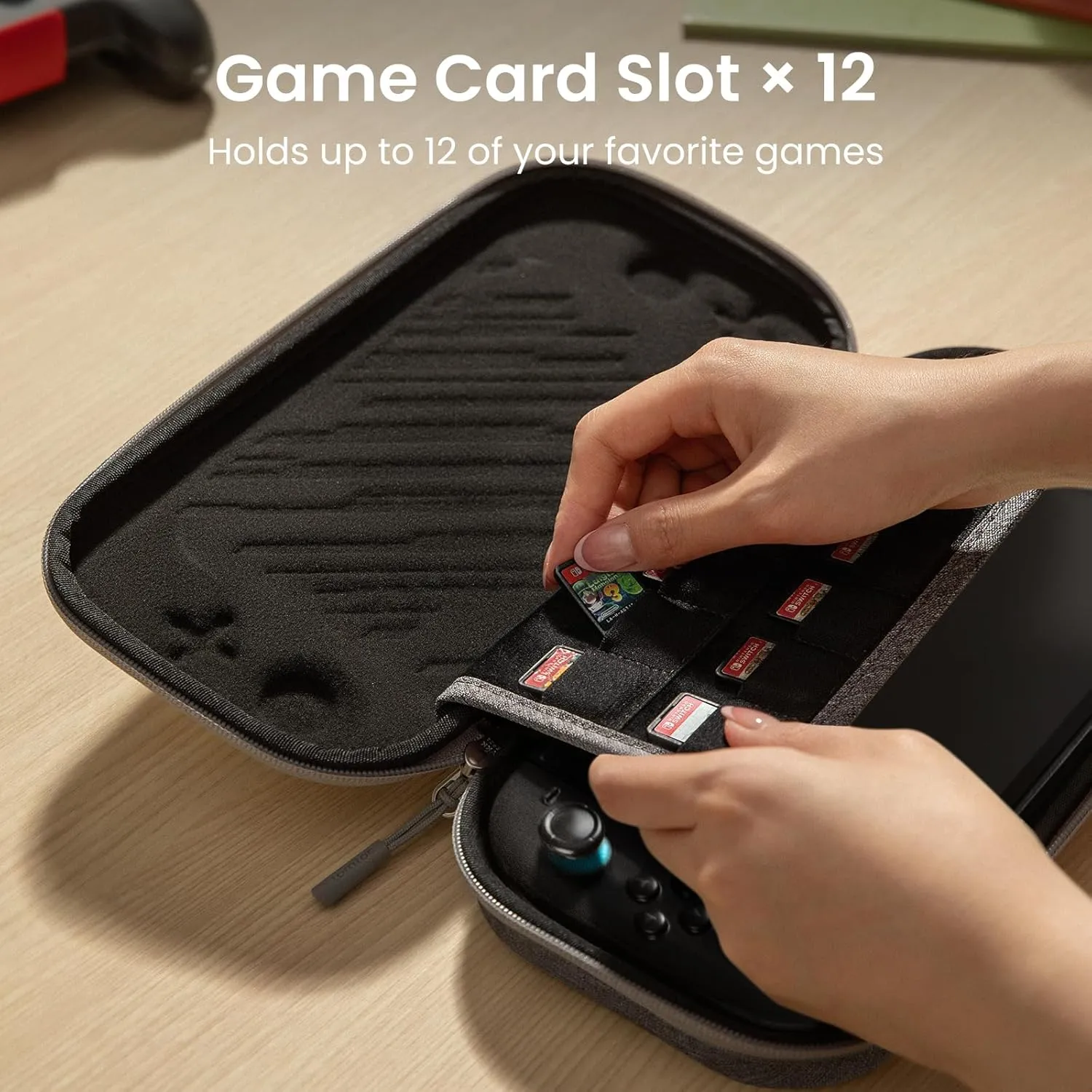 tomtoc Slim Carrying Case for Nintendo Switch 2 Model 2025, Protective Hard Shell with 12 Game Card Slots, Portable Travel Storage Case, with Original Patent and All-round Protection