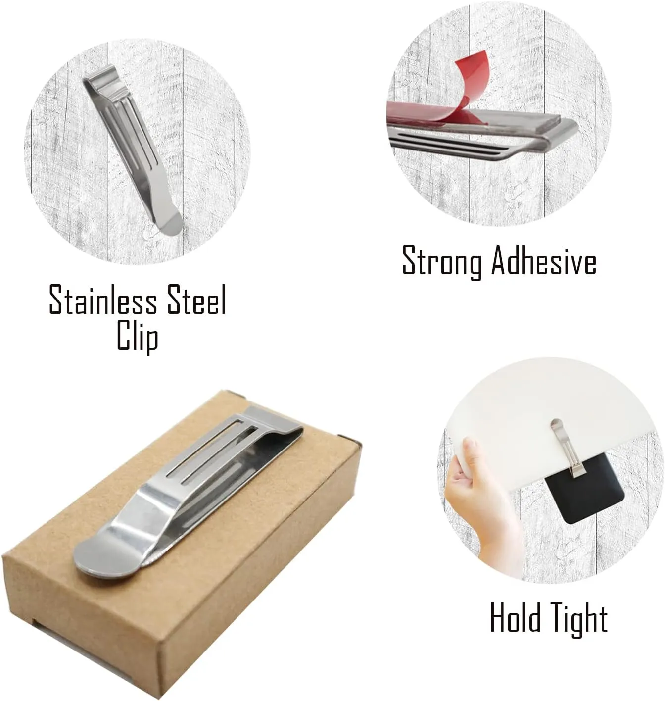 Universal Attachable Pocket Clip 2 Pack Adhesive Stainless Steel Belt Clip for Smartphones Cell Phone Hip Clip Light Weight Metal Phone Clip for Belt Bag Holster GPS Walkie-Talkie