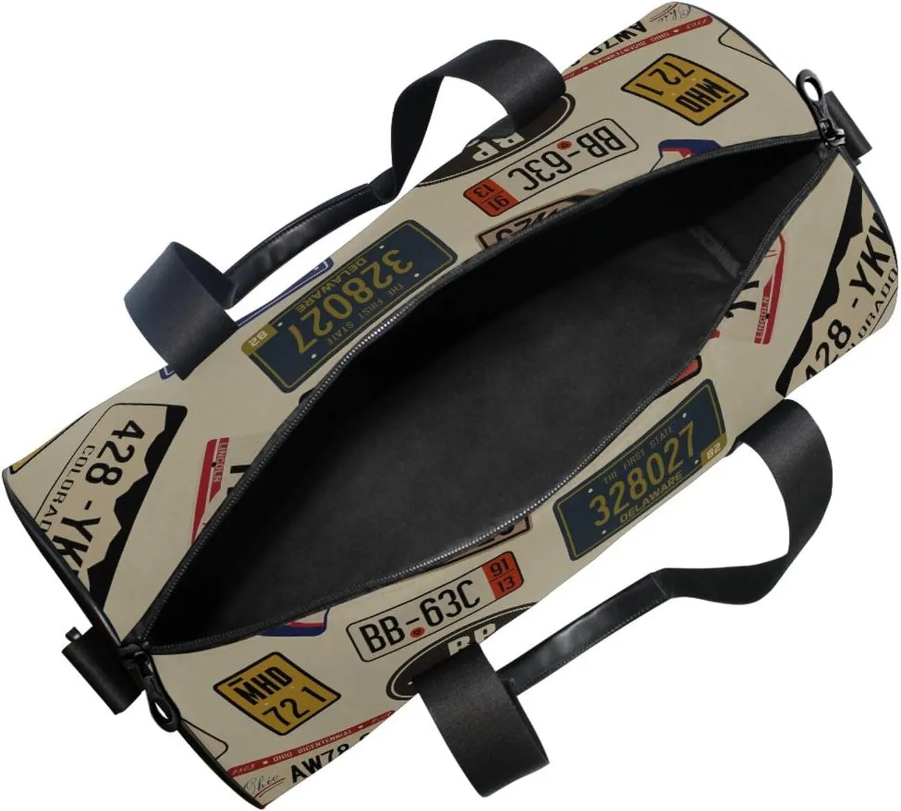 Vintage Car Number Plates Portable Gym Bag, Travel Bag, Luggage bag, Sports Bag, Toiletry Bag with Handles, Detachable Shoulder Strap 17.6 x 9 x 9 inch